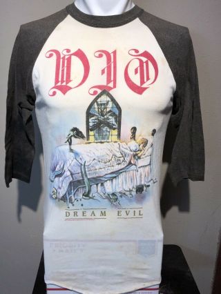 Vtg 1987 Dio Dream Evil Raglan 50/50 Soft - Thin Concert Tee - L