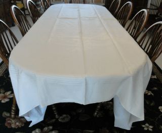 Vintage White Cotton Damask Long Banquet 90 " X126 " Dining Table Cloth Tablecloth