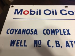 Vintage Mobil Oil porcelain Sign Pecos County,  Texas 24x12 