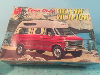 Amt 1/25 Scale H.  T.  F.  / Rare Chevy Van Open Road Mini Motor Home Unbuilt