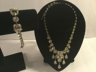 Vintage Eisenburg Necklace And Bracelet Set,  Stunning Crystal Rhinestones