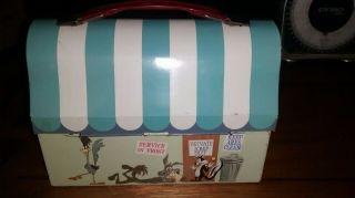 Vintage 1959 Porky ' s Lunch Wagon Metal Dome Lunch Box W/Matching Thermos 3