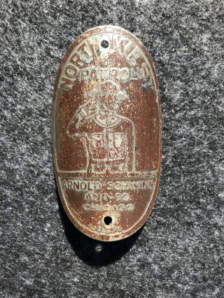 Prewar Schwinn Oval Northwest Patrol Brass Head Badge Chicago Vintage