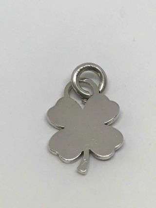 Rare Tiffany & Co Silver 4 Leaf Clover Shamrock Good Luck Charm Pendant W/ Clasp