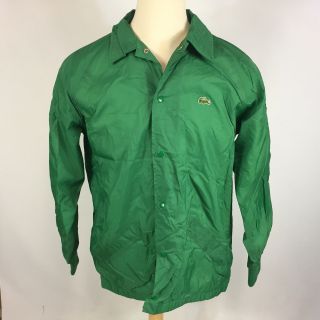 Rare Vintage 70s 80s Lacoste Green Windbreaker Coat Jacket Lined Nylon L Mens