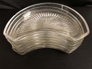 A Set Of 6 Val St Lambert Crystal Glass Side Salad Dish Crescent - Shaped Dishes