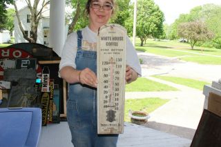 Rare Vintage C.  1910 White House Coffee General Store 21 " Wood Thermometer Sign