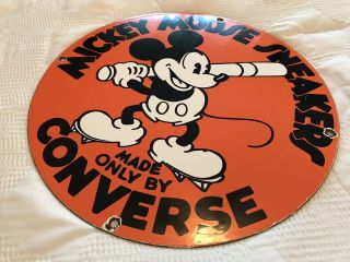 VINTAGE CONVERSE PORCELAIN SIGN,  PUMP PLATE,  GAS,  DISNEY,  MICKEY MOUSE,  ALL STAR 11