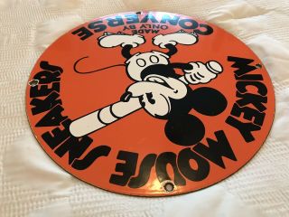 VINTAGE CONVERSE PORCELAIN SIGN,  PUMP PLATE,  GAS,  DISNEY,  MICKEY MOUSE,  ALL STAR 8