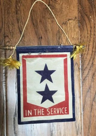 Vtg World War Ii Service - Serving Our Country - Military Home Front Banner Flag