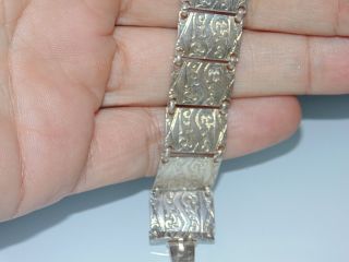 Unique Antique Old Vintage Sterling Silver Wide Ornate Morocco 925 Bracelet