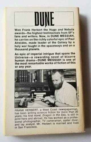 SIGNED Vintage DUNE MESSIAH FRANK HERBERT (Dune) Berkeley Medallion 1970 (kk) 5