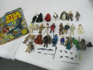 25 Vintage Kenner 1977 - 1984 Star Wars Characters Collectible With Comic