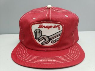 Vtg K Products Snap On Tools Racing Usa Red Patch Snapback Trucker Hat