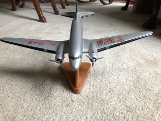 Vintage Trans World Airlines TWA Douglas DC - 3 Wood Desk Model Plane ES Airplane 3