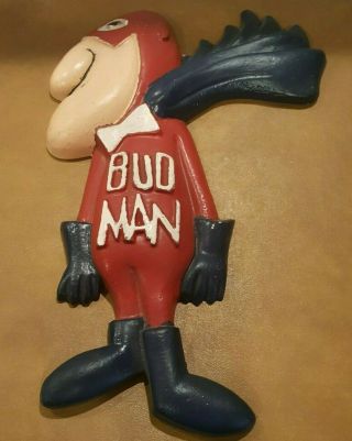 Vintage Cast Metal Bud Man Collectible Budweiser Beer Advertising Wall Plaque