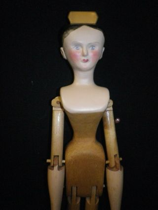 17 " Vintage Hand Carved Penny Wooden Doll