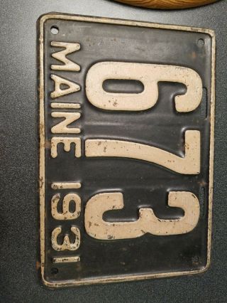 Rare 1931 Vintage Maine - All “shortie” License Plate 673