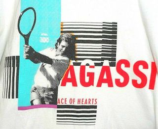 Vintage Nike Mens S T - Shirt Agassi Tennis Ace Of Hearts Usa Made Graphic Rare