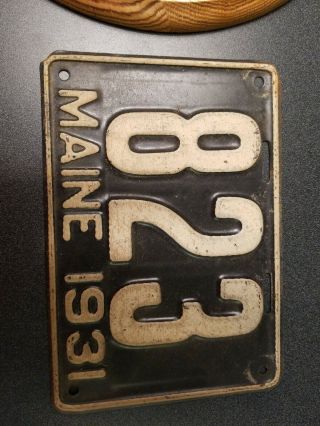 Rare 1931 Vintage Maine - All “shortie” License Plate 823