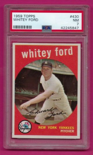 Whitey Ford - 1959 Topps 430 - Psa Nm 7 - Gorgeous Vintage Card - N.  Y.  Yankees