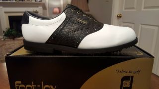 Vintage Footjoy Dryjoys Mens Golf Shoes Dry - Z 53407 Wh/blk 9d