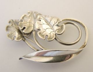 Vintage Swedish Sterling Silver Leaf Brooch G Kaplan,  Ge - Ka,  1949 4