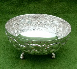 Attractive Small Relief Decorated Norwegian 830 Silver Bowl - 3.  17 Ozt