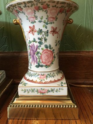 Vintage Pair Frederick Cooper Porcelain Lamps Hollywood Regency Floral Classical 2