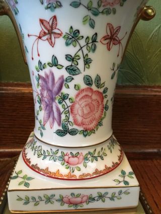 Vintage Pair Frederick Cooper Porcelain Lamps Hollywood Regency Floral Classical 7