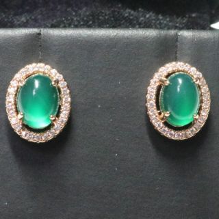 Antique Vintage Green Emerald Diamond Earrings 14k Gold Plated Women Jewelry