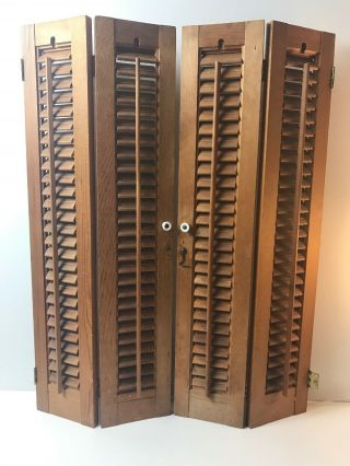 Pair Vintage Pine? Wood Interior Plantation Shutters 32 " Tall X 24 " Total Width