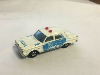 Vintage White Buby Ford Falcon Police Car Diecast Toy Vehicle