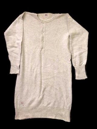 Antique 1930s Winsted Hosiery Co Wool Shirt 3/4 Sleeves Henley Long Underwear