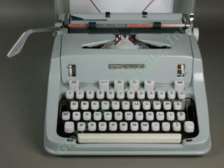Vintage 1969 Hermes 3000 Seafoam Green Portable Typewriter Great EXC 2
