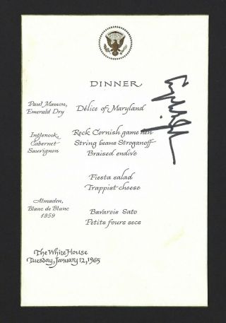 Lyndon B Johnson Signed White House Dinner Menu 1965 President Very Rare Jsa Loa