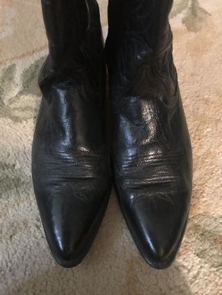 Acme Vintage Cowboy Boots Ladies Size 8 Med,  Black Leather,  Guc,