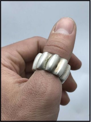 Old Vtg Art Deco Handmade Silver Solid Ring Tribal African Ethnic Jewelry Size 9
