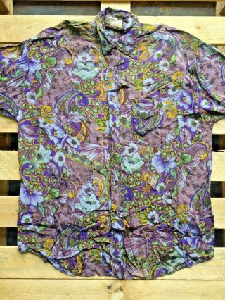 Vintage 80 ' s 90 ' s Crazy Patterned Viscose Shirt x 100 10