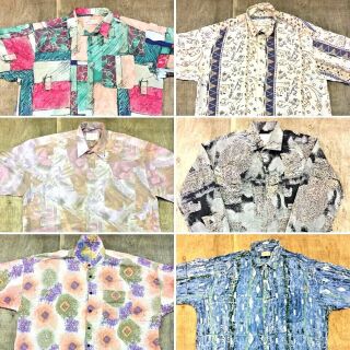 Vintage 80 ' s 90 ' s Crazy Patterned Viscose Shirt x 100 11