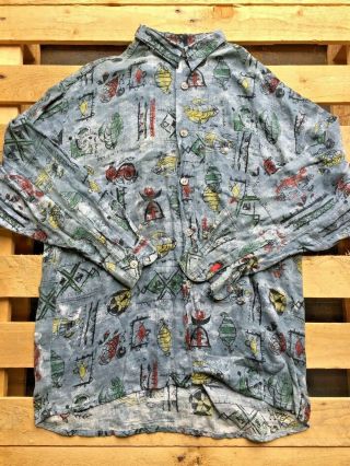 Vintage 80 ' s 90 ' s Crazy Patterned Viscose Shirt x 100 2