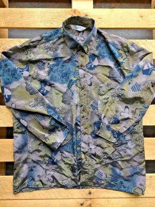 Vintage 80 ' s 90 ' s Crazy Patterned Viscose Shirt x 100 4