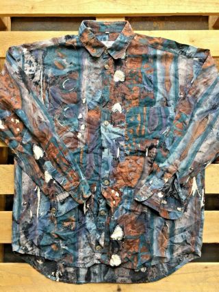 Vintage 80 ' s 90 ' s Crazy Patterned Viscose Shirt x 100 5