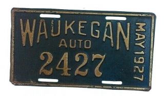Illinois 1927 Old License Plate Tax Tag Garage Man Cave Vintage Decor Waukegan