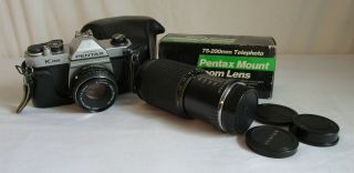 Vintage Pentax K1000 Camera With 75 - 200mm Zoom Lens