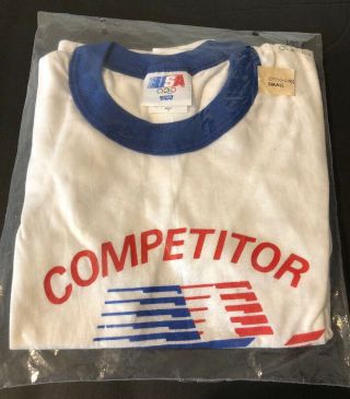 Nos Vtg Levis 1984 Los Angeles Olympics Small Competitor Usa Ringer Shirt White