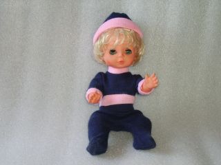Vintage Rubber Toy Baby Doll In Costume,  Germany - Gdr,  1970s