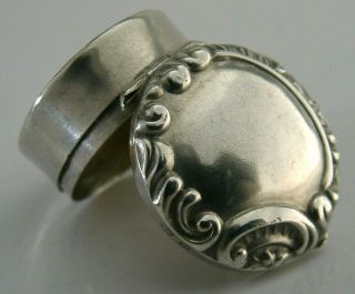 English Edwardian Antique Solid Silver Pill Box 1902 Antique