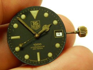 Vintage Heuer 1000 Professional Divers Watch Movement Running With Crown 955.  114