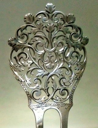 Antique Vintage Pierced Sterling Silver Hair Comb Victorian Art Nouveau 19th C.